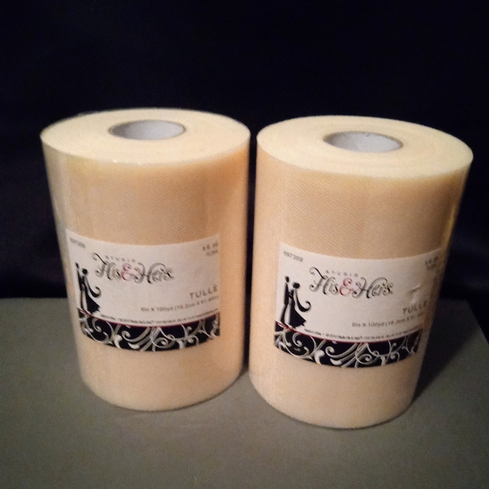 Two Spools Studio His & Her's Beige Tulle 6in x 100yds